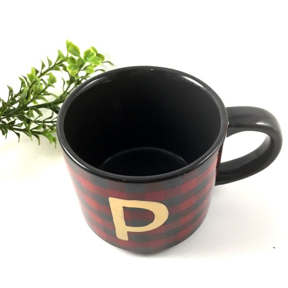 Monogram P Coffee Mug Red Black Plaid by Threshold 12 oz - Picture 2 of 4